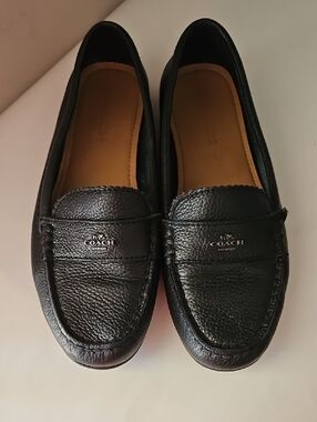 COACH ODETTE BLACK LEATHER DRIVER LOAFERS Sz 7.5